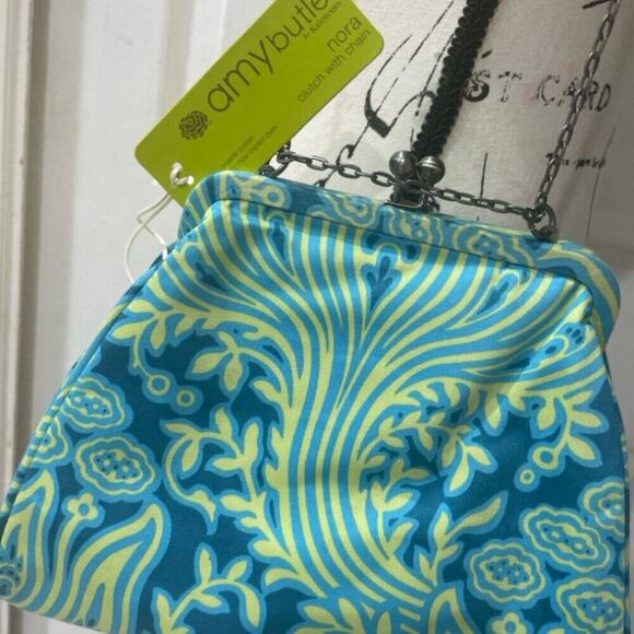 AMY BUTLER NORA CLUTCH BAG KISSLOCK METAL STRAP 100% ORGANIC COTTON VERSATILE - Picture 11 of 16